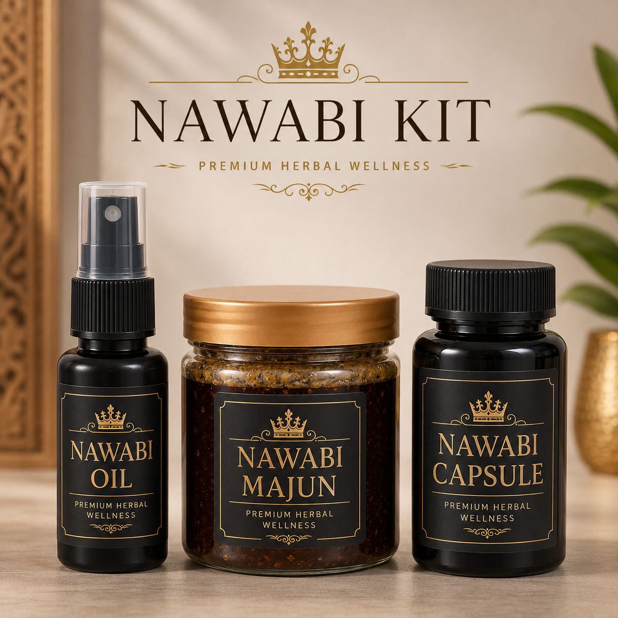 Nawabi Kit 3-in-1 Ayurvedic Formula for Hard Erection, Short Penis Size & Low Timing